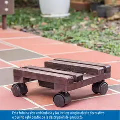 JUST HOME COLLECTION - Base Para Matera Con Ruedas Madera Cuadrada 25x25cm Café