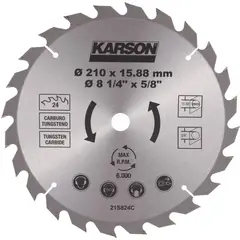 KARSON - Disco Madera 8 1/4 Pulgadas 21cm Ancho 24 Dientes 21s824c