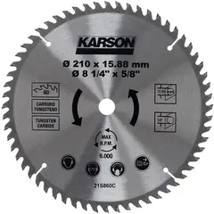 KARSON - Disco madera 8 1/4 pulgadas 60 dientes