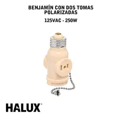 HALUX - Benjamin Con Dos Tomas Polarizadas 125Vac 250W