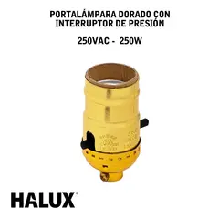 HALUX - Portalámparas Dorado Con Interruptor De Presión 250