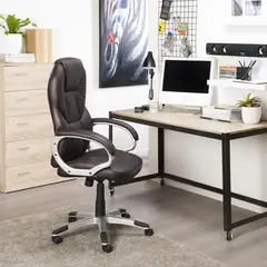 undefined - Silla Escritorio con Brazos y Respaldo Alto Negra
