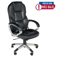 undefined - Silla Escritorio con Brazos y Respaldo Alto Negra