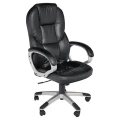 JUST HOME COLLECTION - Silla Escritorio con Brazos y Respaldo Alto Negra