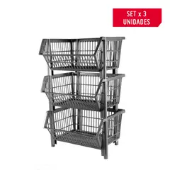 VANYPLAS - Multiestante Apilable Plata Paga 2 Lleva 3
