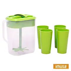 IMUSA - Jarra 4 Litros + 4 Vasos con Mezclador Verde