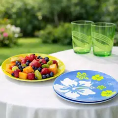 CASA BONITA - Juego de Vajilla en Melamina 4 Puestos 16 Piezas con Vaso Acrílico