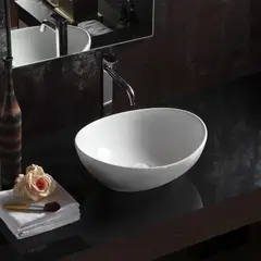 SENSI DACQUA - Lavamanos de Sobreponer Ovalado Blanco 39x32.5x14 cm