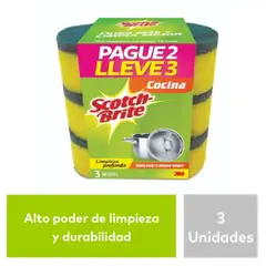 SCOTCH-BRITE - Esponja Laminada Scotch Brite Multiuso Pague 2 Lleve 3 Unidades