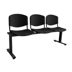 INDUSTRIAS CRUZ - Silla Tandem 3 Puestos Risma Tapizado Negro