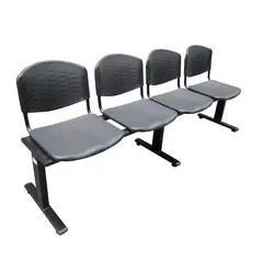 INDUSTRIAS CRUZ - Silla Tandem Isoceles Plástico 4 Puestos Negro