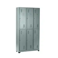 INDUSTRIAS CRUZ - Locker metálico 6 puestos gris de 200x63x30 cm