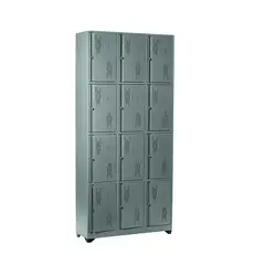 INDUSTRIAS CRUZ - Locker metálico 12 puestos gris de 200x93x30 cm