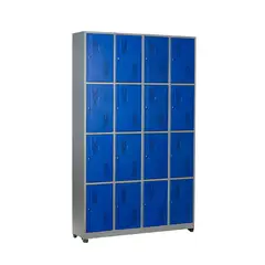 INDUSTRIAS CRUZ - Locker metálico 16 puestos gris azul de 200x123x30 cm