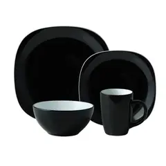 THOMSON POTTERY - Vajilla 4 Puestos 16 Piezas Quadro Duo Negra