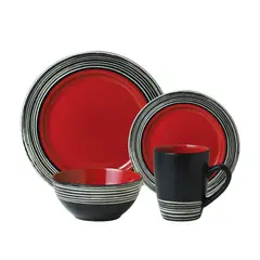THOMSON POTTERY - Vajilla Tahití Carmín 4 Puestos 16 Piezas