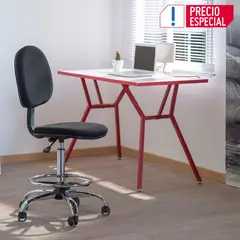 JUST HOME COLLECTION - Silla de Escritorio Cajero Ejecutiva Giratoria Negra con Base Cromada