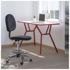 JUST HOME COLLECTION - Silla de Escritorio Cajero Ejecutiva Giratoria Negra con Base Cromada