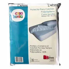 undefined - Protector Para Colchón Sencillo 100x190 Cm Polipropileno Blanco
