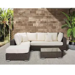 undefined - Juego De Terraza Sala Exterior Ratán Sintético 4 Piezas New Hampshire
