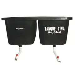 ROTOPLAST - Tanque Tina Doble 700 Litros (350X2) Negro C/Acc