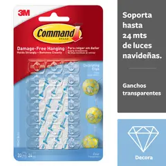COMMAND - Mini Ganchos Decorativos, Transparentes X 20 Unidades