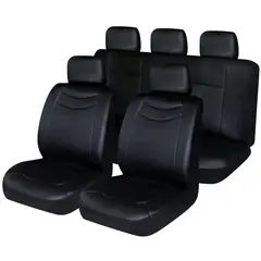 AUTOSTYLE - Kit Cubreasiento Tipo Cuero Negro