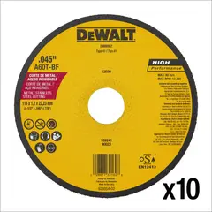 DEWALT - Disco Abrasivo 4-1/2" para Corte de Metal