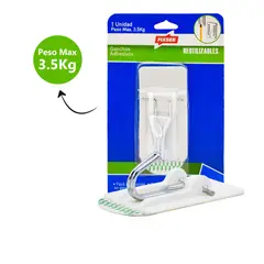 FIXSER - Gancho Adhesivo Cuadrado x 1 Punta Metal Reutili P.M.3.5Kg