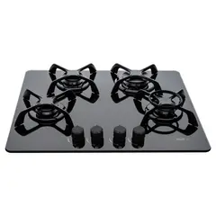HACEB - Estufa Empotrable de Cristal 4 Puestos 60 X 51 cm Gas Natural Negro 96093601EA4XG