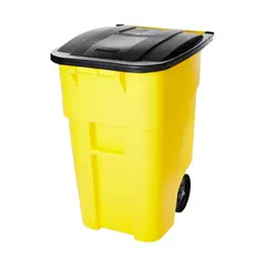 RUBBERMAID - Contenedor Con Ruedas Plástica 189 Litros Amarillo con Tapa Negro