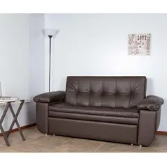 JUST HOME COLLECTION - Sofácama Herraje Aleman Brazos Ecocuero Café