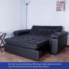 JUST HOME COLLECTION - Sofá cama Herraje Aleman Brazos Ecocuero Negro