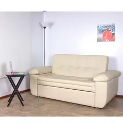 JUST HOME COLLECTION - Sofácama Herraje Aleman Brazos Ecocuero Beige