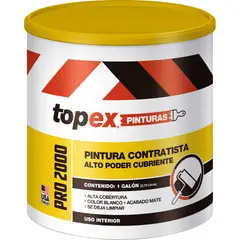 TOPEX - Pintura Contratista para Interior 2000 Alto Poder Cubriente Blanco 5 Galones