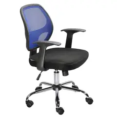 JUST HOME COLLECTION - Silla de Escritorio Ejecutiva Giratoria Negra Respaldo Malla Azul