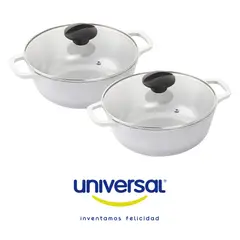 UNIVERSAL - Caldero X 2 Unidades De 14 Cm Con Tapa Vidrio