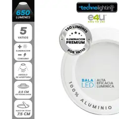 E4U - Bala LED 600 Lúmenes 5w Blanco Luz Cálida Certificado
