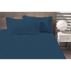 CASA BONITA - Sábana Ajustable 144 Hilos Azul