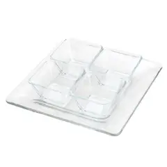 LIBBEY - Set x 4 Bowls Cuadrados + Plato Base Tempo