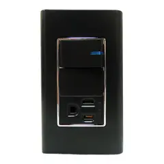 HALUX - Toma P/T + Interruptor Sencillo Ornatto Negro