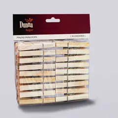 DUNNA - Pinzas para Colgar Ropa Madera x36 Unidades