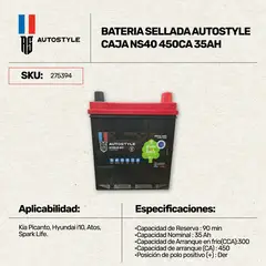 AUTOSTYLE - Batería Sellada Caja NS40 450CA 35AH