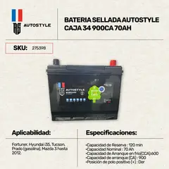 AUTOSTYLE - Batería Sellada Caja 34 900Ca 70Ah