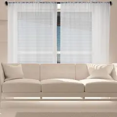 undefined - Cortina Velo Visillo Rayas 2 Tiros 200x230 Cm Beige