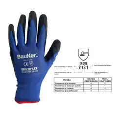 BAUKER - Guante Poliester Látex Talla S