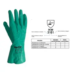 BAUKER - Guante Nitrilo Verde 13 Pulgadas Talla M