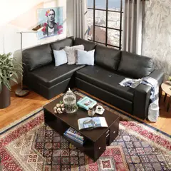 JUST HOME COLLECTION - Sofácama Esquinero Paxton Izquierdo Ecocuero Cafe