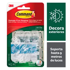 COMMAND - Clips Para Luces En Exteriores, Pequeños, Transparentes X 16 Undidades