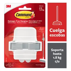 COMMAND - Organizador de escobas y traperos plástico autoadhesivo x 1 unidad